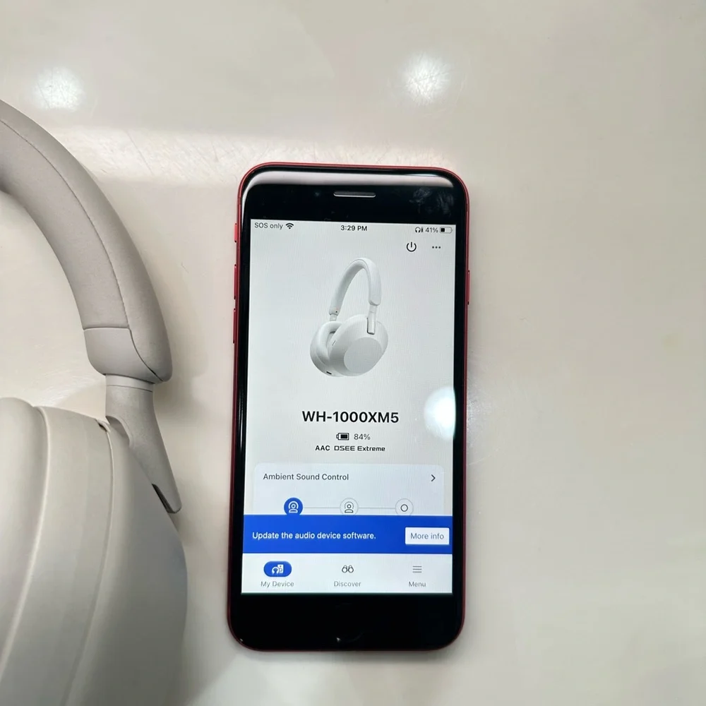 Sony WH1000xm5 Wireless Noise Canceling Headphones in White + Carrying Case XM5